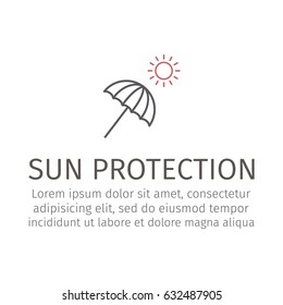Sun umbrella line icon. Vector illustration