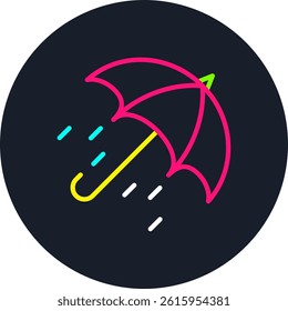Sun Umbrella Line Multi Colour Circle