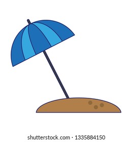 sun umbrella on beach blue lines
