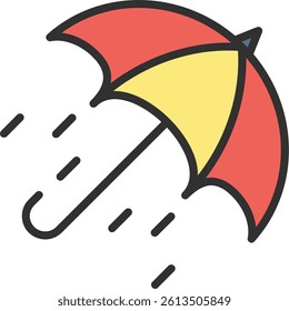 Sun Umbrella Outline Filled Style Icon
