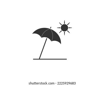 Sun, umbrella, protection icon. Vector illustration.