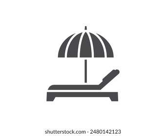 sun umbrella and sunbed flat icon. sea beach and vacation symbol. isolated vector image for tourism design