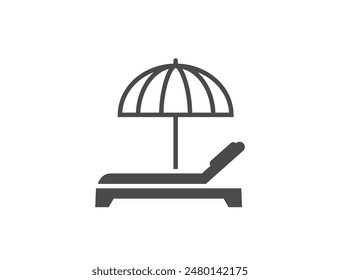 sun umbrella and sunbed icon. sea beach and vacation symbol. isolated vector image for tourism design