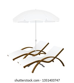 Sun umbrella and sunbed. vector illustration
