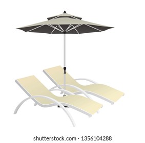 Sun umbrella and sunbed. vector illustration