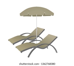 Sun umbrella and sunbed. vector illustration