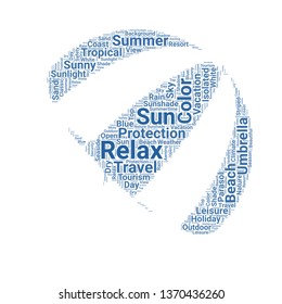 sun umbrella word cloud. tag cloud about sun umbrella