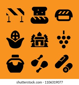 sun, uncooked, roast, background, juicy and fried icon vector set. Flat vector design with filled icons. Designed for web and software interfaces