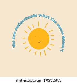 el sun entiende el texto de citas con el vector de ilustración solar feliz