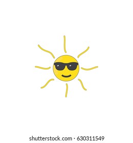 The sun using sunglasses vector illustration on white background.
