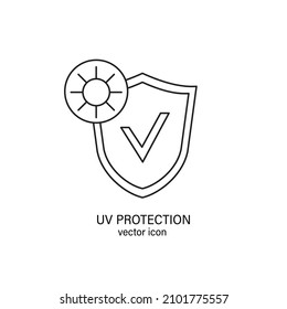Sun uv protection line editable icon, vector pictogram of sunscreen spf. Skin or hair care illustration, sign for cream, lotion, cosmetics packaging.