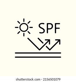 Sun uv protection line icon, vector pictogram of sunscreen spf. Skincare illustration, sign for cream, cosmetics packaging