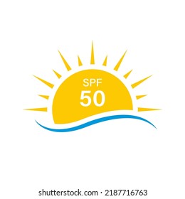 Sun UV Rays SPF 50 Protect Radiation Silhouette Icon. Summer Sunblock Protection Ultraviolet Rays UVA UVB Defense Skin Pictogram. Isolated Vector Illustration.