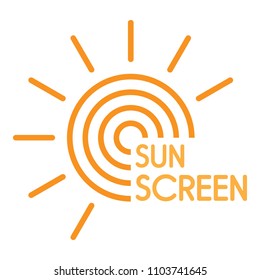 Sun uv screen logo. Flat illustration of sun uv screen vector logo for web design
