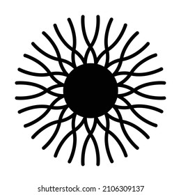 The sun. Vector abstract logo design template in trendy linear minimalistic style. Boho. Doodle linear Magic mystic hand drawn simple logo icon with eye, flower and sun. Abstract vector illustration