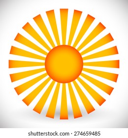 Sun vector clip-art. Sun with rays isolated on white