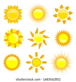 sun vector collection illustration in yellow color