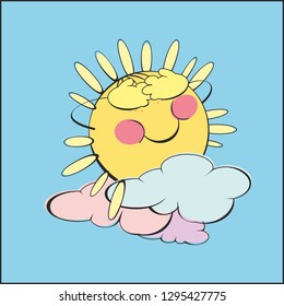 sun vector drawing in pastel colors for the children's room