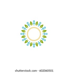 Sun Vector Element with leaves.