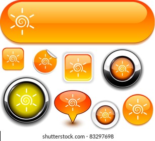 Sun vector glossy icons.