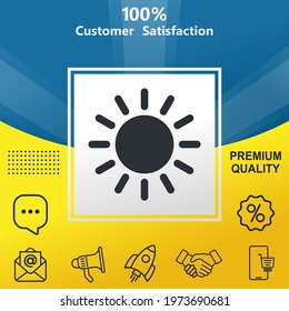 Sun vector glyph color icon. With yellow and blue background option