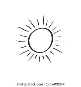 The sun. Vector hand drawn Doodle style illustration isolated on a white background for design and theme design