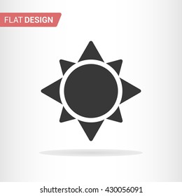 Sun vector icon. Abstract sun closeup. Sun isolated on white background. Flat design. Sunshine