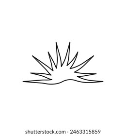 Sun vector icon. Abstract sun rays logo. Sun light black linear icon. Sunset and sunrise symbol. Sun icon template on a white background. Vector illustration.