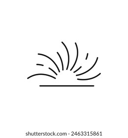 Sun vector icon. Abstract sun rays logo. Sun light black linear icon. Sunset and sunrise symbol. Sun icon template on a white background. Vector illustration.