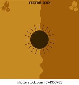 Sun vector  icon. Coffee symbol background.