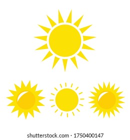 Sun Vector icon. Sun Vector doodle illustration. Sun Vector icon yellow set