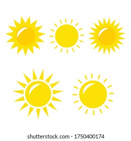 Sun Vector icon. Sun Vector doodle illustration. Sun Vector icon yellow set