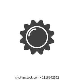 Sun vector icon. filled flat sign for mobile concept and web design. Sunny, warm weather simple solid icon. Symbol, logo illustration. Pixel perfect vector graphics