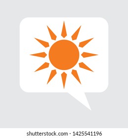 Sun vector icon inside square speech bubble