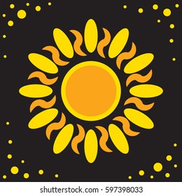 Sun vector icon isolated on black. Star symbol for web design