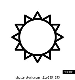 Icono de vector Sun en diseño de estilo de línea para diseño de sitio web, aplicación, interfaz de usuario, aislado en fondo blanco. Trazo editable. Ilustración vectorial EPS 10.
