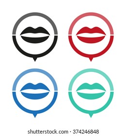 Sun - vector icon; map pointer;  message bubble