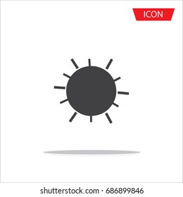 Sun vector icon on white background.