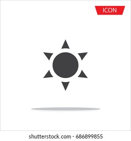Sun vector icon on white background.