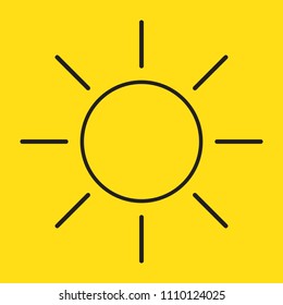 Sun vector icon on yellow background