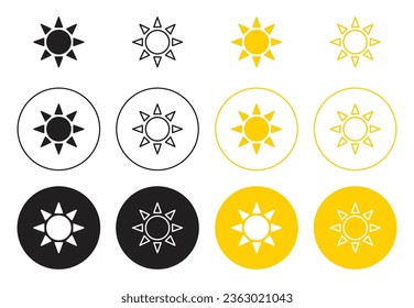 sun vector icon set in black color. Suitable for apps and website UI designs