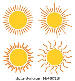 Sun vector icon set. For summer, nature, sky, summer. Sun pictogram. Sun icons on a white background. EPS10
 