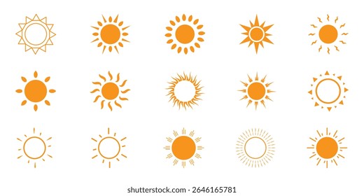 Sun vector icon set. Summer illustration sign collection. hot symbol or logo.