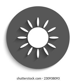 Sun  - vector icon with shadow on a round grey button