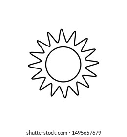 Sun vector icon. Shining sun line icon. Black & white vector illustration for coloring