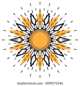 Sun vector icon. Star pictograph sign isolated on white.