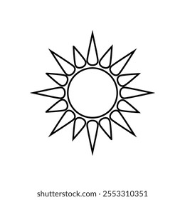 Ícone de vetor do Sol. Sinal de ilustração de verão. símbolo quente ou logotipo.