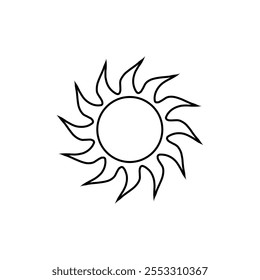 Ícone de vetor do Sol. Sinal de ilustração de verão. símbolo quente ou logotipo.