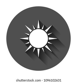 Sun vector icon. Summer sunshine illustration with long shadow. Sun sunlight concept.