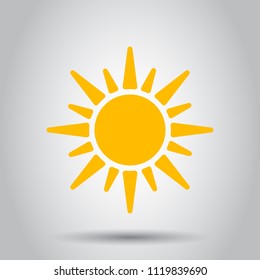 Sun vector icon. Summer sunshine illustration pictogram. Sun sunlight concept.